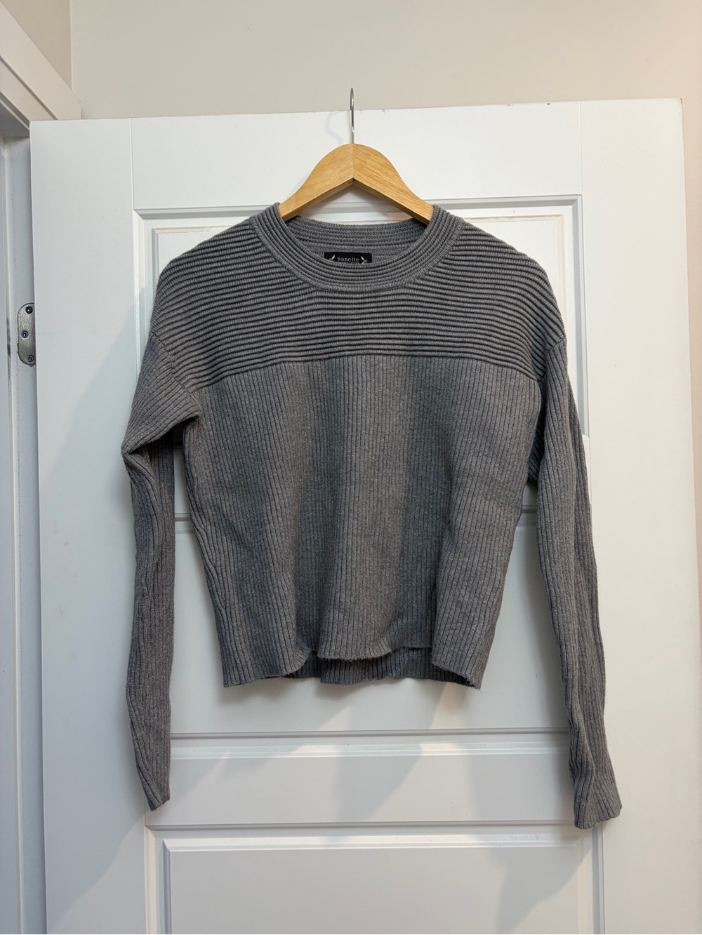Gray Ribbed Sweater - Women's